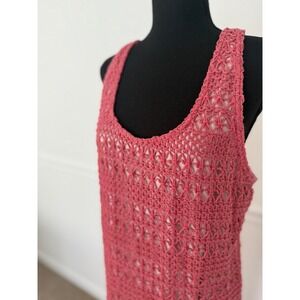 Crochet‎ Cover-Up Maxi Dress Sleeveless dusty rose boho chic XL Lauren Conrad
